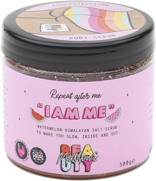 Mallows Beauty Watermelon Pink Himalayan Body Scrub, Exfoliating And Moisturizing, Prevents Strawberry Legs, Vegan, 250G