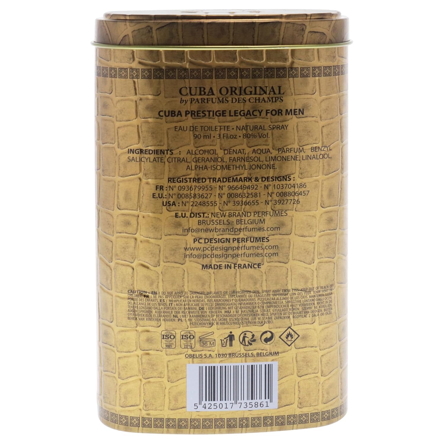 Cuba Prestige Legacy Eau De Toilette Spray Parfums Des Champs For Men, 3 Ounce, Brown : Beauty & Personal Care