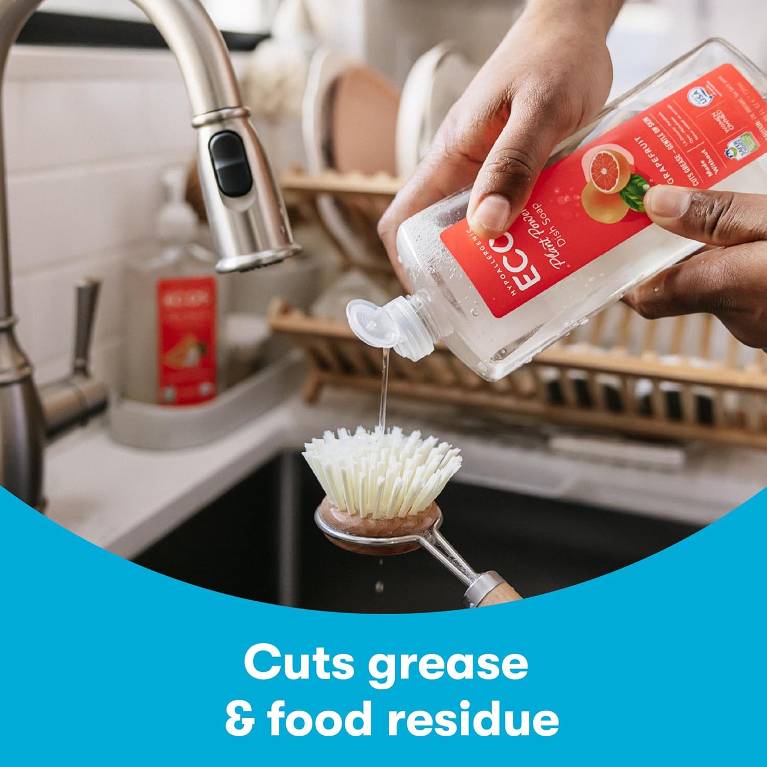 ECOS Dish Soap - Cuts Grease & Food Residue No Harsh Chemicals Hypoallergenic for Sensitive Skin Biodegradable Formula, Recyclable Sustainable Liquid Dishwashing Grapefruit (Pack of 2) : Health & Household