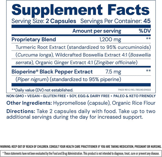 Bodyhealth Inflam Relief, Joint Supplement, Relief For Back, Knees, Hands, With Turmeric, Boswellia, Ginger, All Natural, Non-Gmo, Gluten Free (90 Capsules)