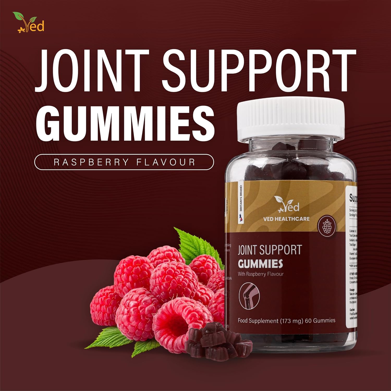 Ved Joint Support Supplement Gummies for Adults, Men and Women, Chewable Joint Support Gummy,173 mg per Serving, 60 Gummies(60 Days Supply) : Amazon.co.uk: Health & Personal Care