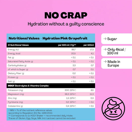 Holy Hydration 10 Tasting Box 'Pink Grapefruit' With Grapefruit Flavour Powder | 10 Servings With Valuable Electrolytes & Minerals | Hydration Drink | Vegan With 100% Natural Fruit Flavours