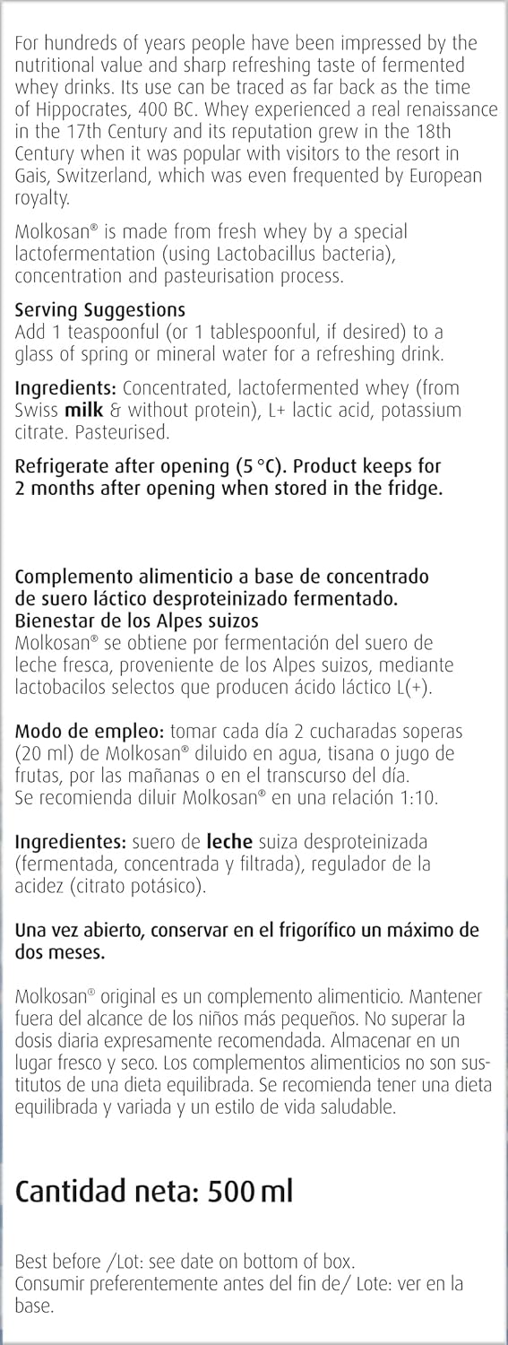 A.Vogel Molkosan Original 500ml | Contains Concentrated Whey | L+ Lactic Acid | Suitable for Vegetarians : Amazon.co.uk: Health & Personal Care