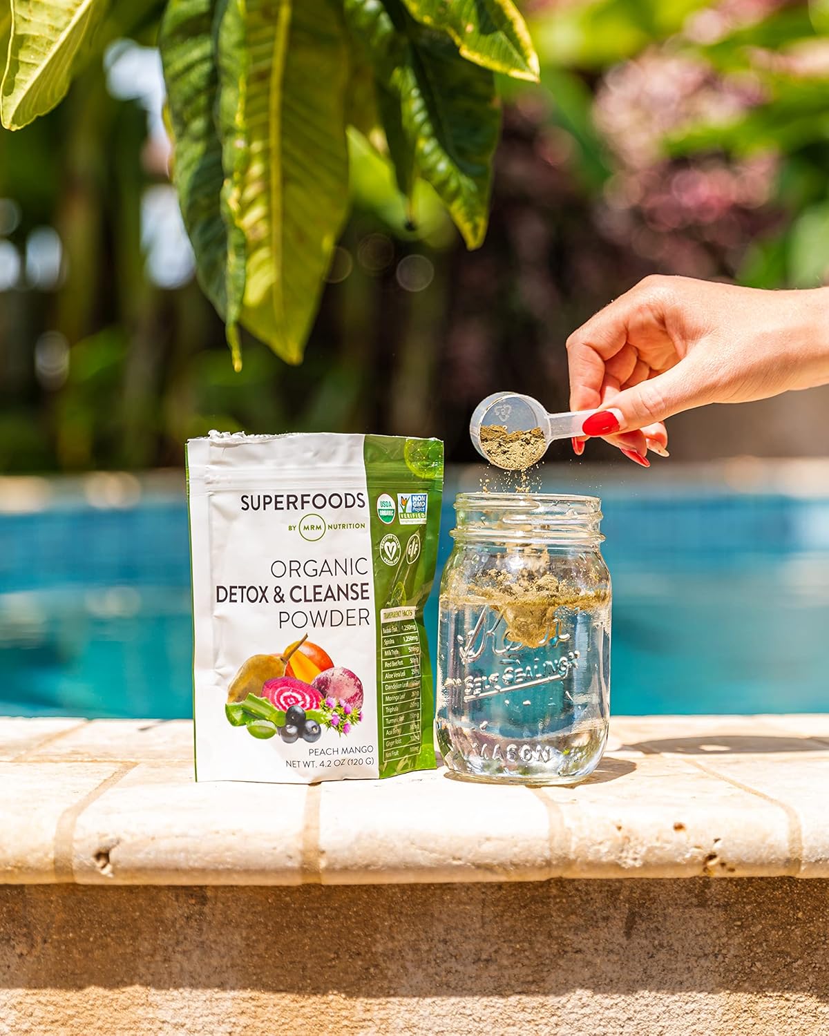 Mrm Nutrition Organic Detox And Cleanse Powder | Peach Mango Flavored | Gentle Daily Detox | Superfoods | Antioxidants + Chlorophyll + Phycocyanin + Electrolytes | 15 Servings : Health & Household