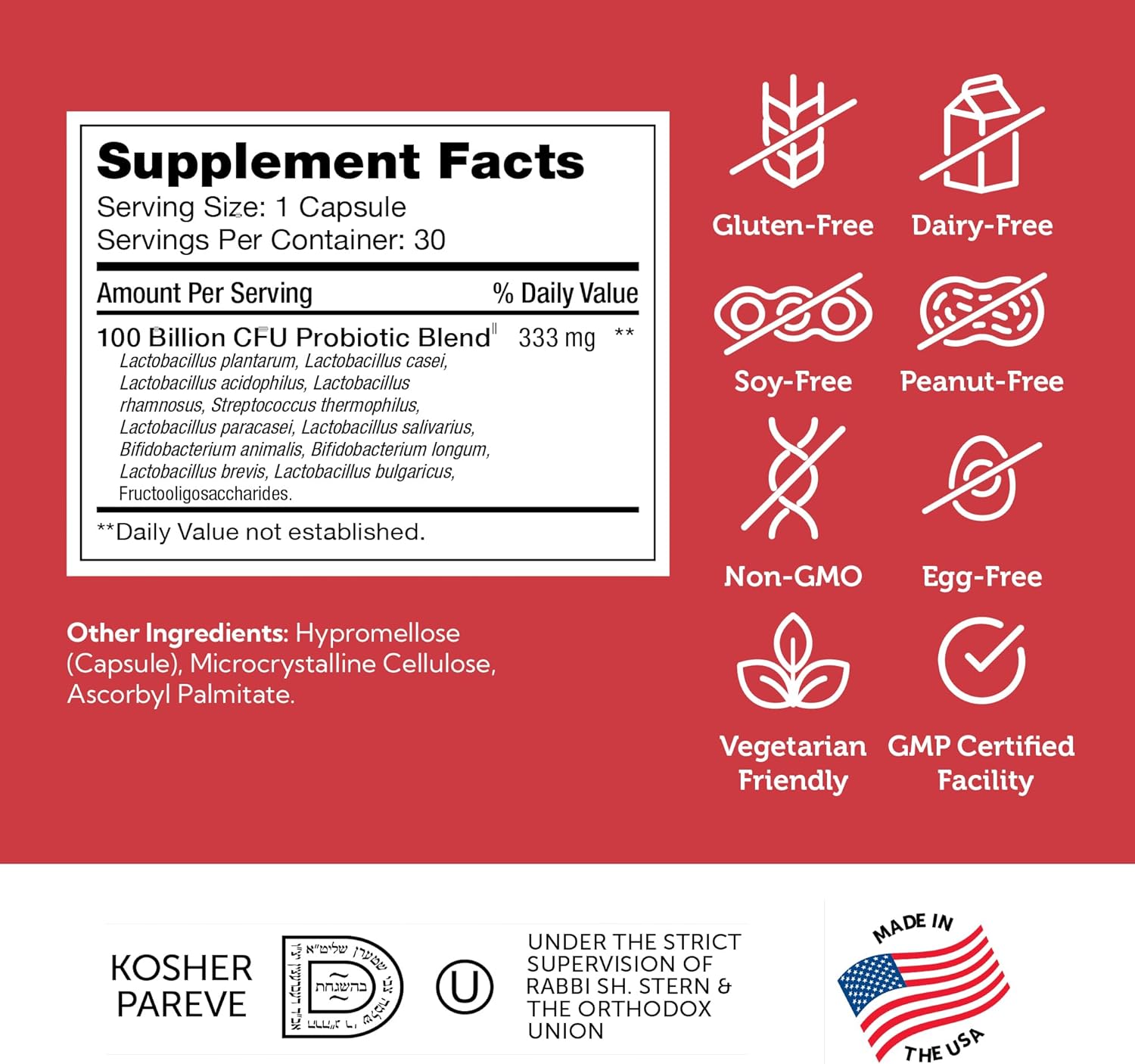 Zahler Biodophilus100-100 Billion Probiotic - 100 Billion Cfu 11-Strain Gut Health Probiotic Supplement - Prebiotics/Probiotics For Digestive Health, Probiotics For Women And Men. (30 Ct) : Health & Household