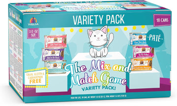 Weruva Wet Cat Food, The Mix And Match Game Pate Variety Pack, 3Oz Can, Pack Of 18