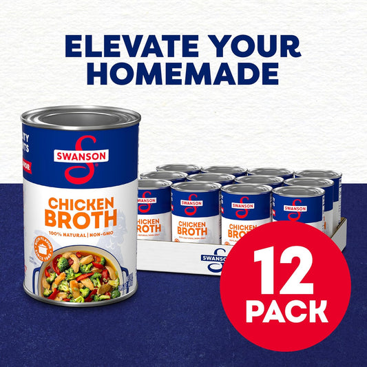 Swanson 100% Natural, Gluten-Free Chicken Broth, 14.5 Oz Can (Pack Of 12)