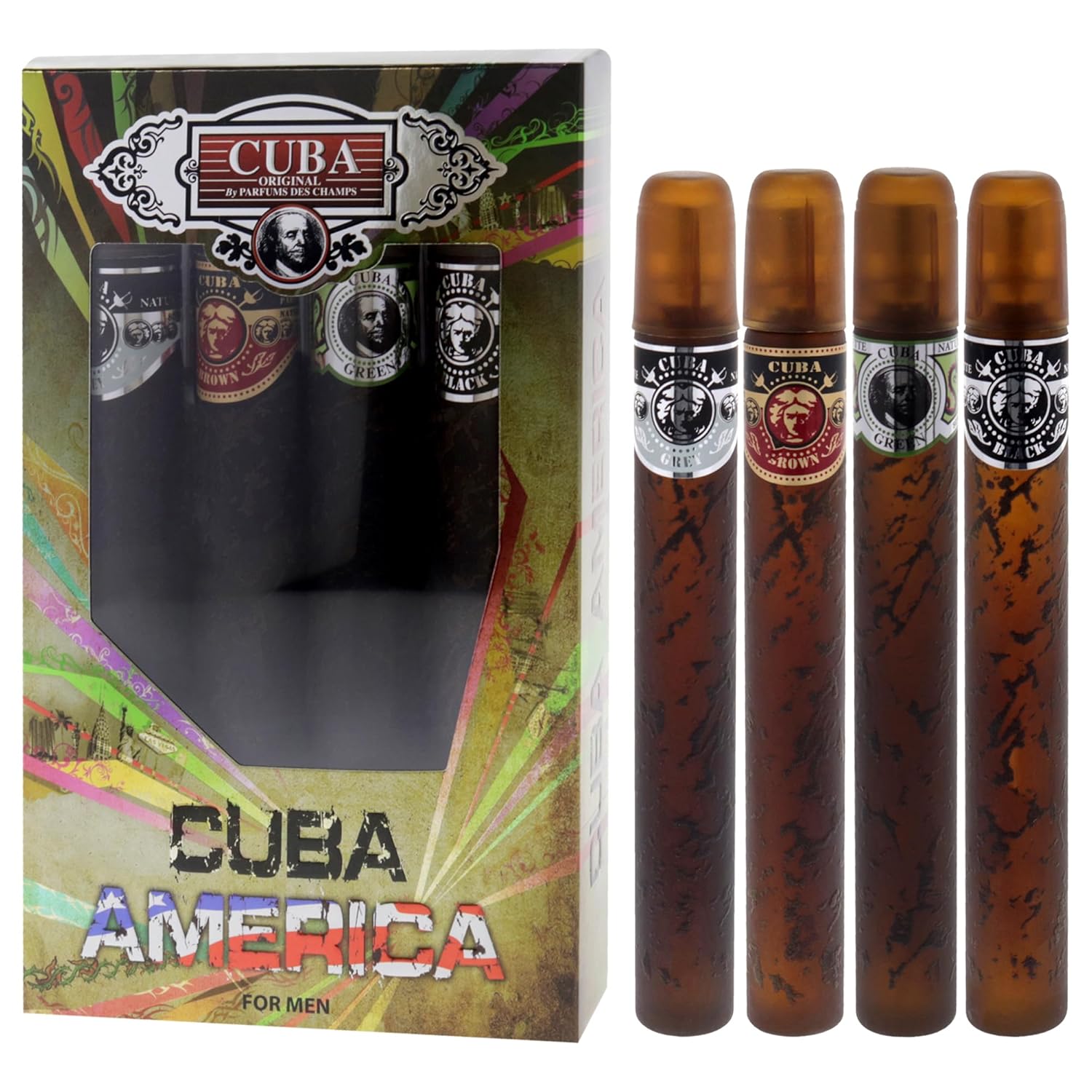 Cuba America 4-Piece Set, 4X35 Ml (Black, Brown, Green, Grey) : Gifts For Men : Beauty & Personal Care