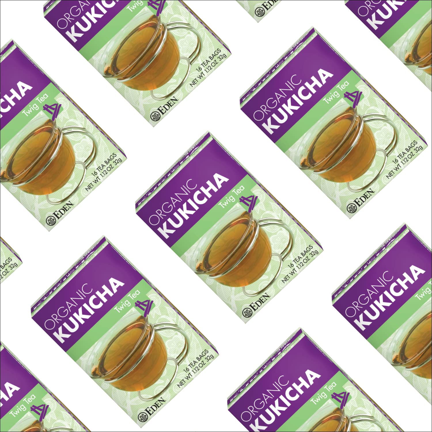 Eden Kukicha Organic Roasted Twig Tea, George Ohsawa Macrobiotic, Low Caffeine, 16 Unbleached Manila Tea Bags/Box