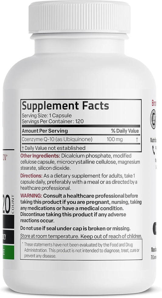Bronson Coq10 100 Mg High Potency Cellular Energy Production, 120 Vegetarian Capsules