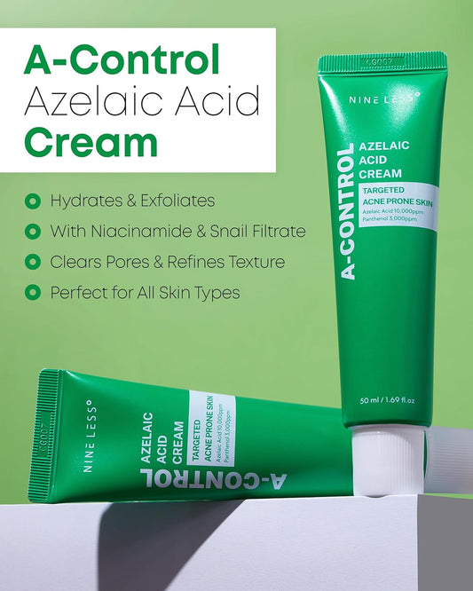 A-Control Azelaic Acid Cream – Korean Blemish Clear Moisturizer For Face - Acne-Fighting & Hydrating For Clearer Skin - Blemish Relief, Soothing Recovery, 1.69Oz