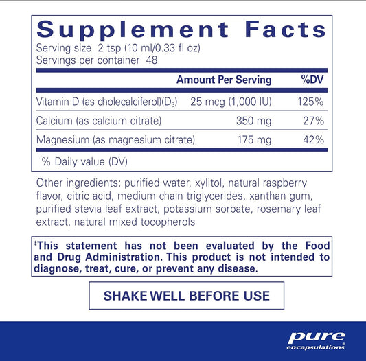 Pure Encapsulations Cal/Mag/D Liquid | Calcium, Magnesium And Vitamin D In A Convenient Liquid Form | 16.2 Fl. Oz