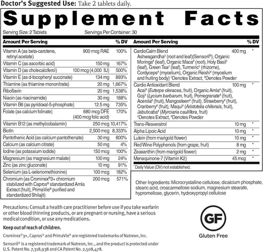 Dr. Stephen Sinatras Heart Healthy Multivitamin Complete For Heart, Total Body, Immune, And Mood Support And More With Essential Vitamins Plus Sensoril Ashwagandha