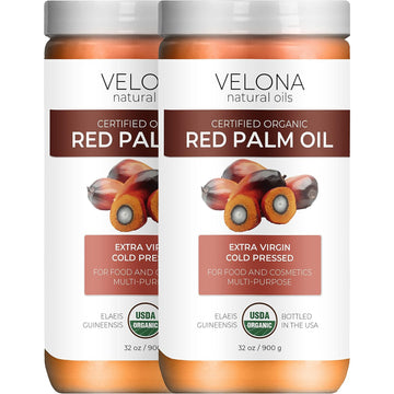 velona USDA Certified Organic Red Palm Oil 64 oz | Food and Cosmetic Grade | in jar | Extra Virgin, Cold Pressed | Skin, Face, Body, Hair Care | Use Today - Enjoy Results