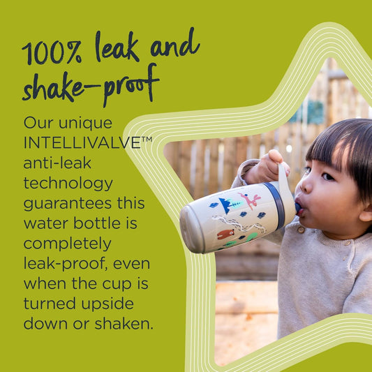 Tommee Tippee Superstar Insulated Sportee Toddler Water Bottle, Intellivalve 100% Leak-Proof & Shake-Proof Antimicrobial Technology (9Oz, 12+ Months, 1 Count), Green