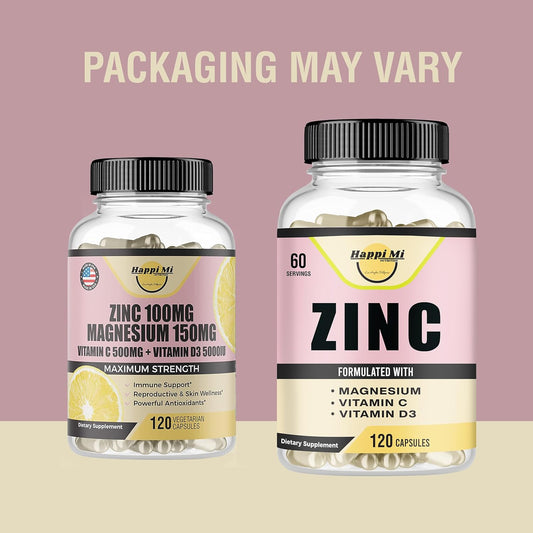 Zinc, Zinc 100Mg, Magnesium Glycinate 150Mg, Vitamin D3 5000 Iu, Vitamin C 500Mg Per Serving, Immune Support, Immune Booster, Antioxidant Support
