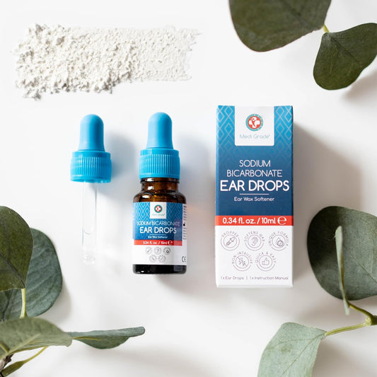 Medi Grade Quick-Action Sodium Bicarbonate Ear Drops For Wax Removal And Blocked Ears, 10Ml - Ear Wax Removal Drops Dissolve And Remove Earwax For Clean Ears - Natural Bicarbonate Of Soda Ear Drops