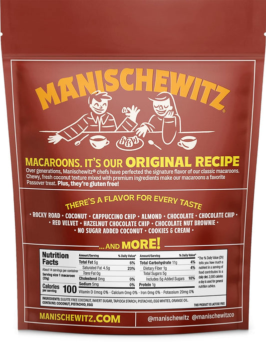 Manischewitz Pistachio Orange Macaroons, 10 oz (3 Pack) | Coconut Macaroons | Resealable Bag | Dairy Free | Gluten Free Coconut Cookie | Kosher for Passover : Grocery & Gourmet Food