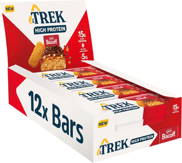 Jb'S Trek High Protein Biscoff Bar - Plant-Based Protein - High Fibre - 12 X 55G