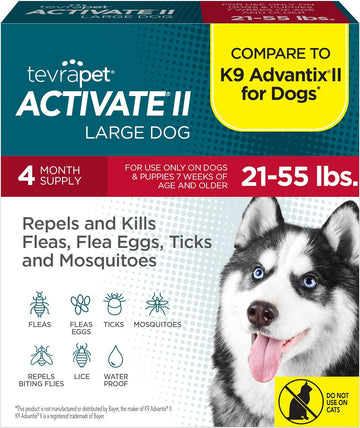 Activate Ii Flea And Tick Prevention For Dogs | 4 Count | Large Dogs 21-55 Lbs | Topical Drops | 4 Months Flea Treatment