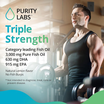 Purity Labs Omega 3 Fish Oil 3000Mg โ Dha & Epa Omega 3 Fatty Acid Supplements To Support Heart And Brain Health - Immune Support Supplement - 180 Softgels (60 Servings)