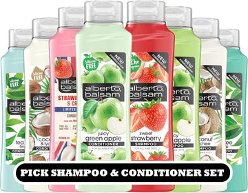 Alberto Balsam Create Your Own Shampoo & Conditioner Set – Pick Any Combination – Juicy Green Apple, Sweet Strawberry, Coconut, Tea Tree & More – Silicone Free – For All Hair Types – 350Ml Bottles