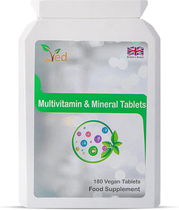 Ved'S Premium Multivitamins Supplement With Vitamin A, Vitamin C, Vitamin D & B6 & More| Lactose & Gluten Free Food Supplement For Energy & Health Support| 180 Vegan Tablets| 6 Month Supply