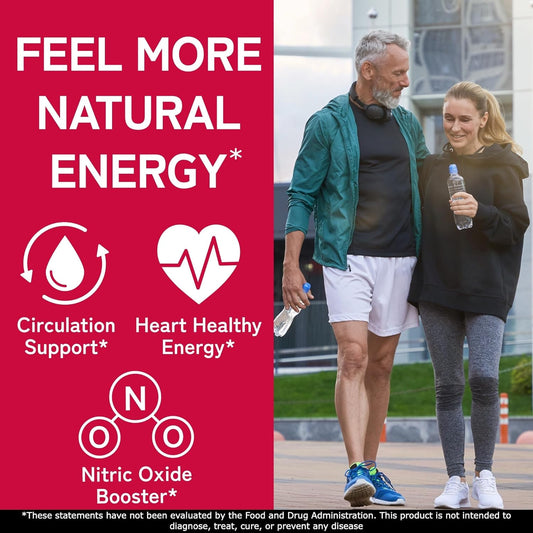 Beet Gummies For Energy, Nitric Oxide & Heart Health | Super Nitric Oxide Supplement With Grape Seed Extract | Pomegranate Flavor | Vegan, Non-Gmo | 60 Beet Chews, Chewables