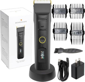 Brio Beardscape V2 Beard Trimmer For Men Professional With Low Friction Ceramic Blade, Cordless Professional Hair Trimmer For Barbers With 4 Hrs Of Long Battery Timing, Ideal For Beard & Body (Gray)