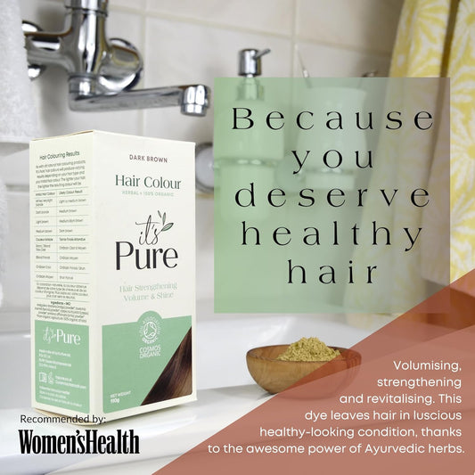 It'S Pure Organic Henna Hair Dye In Chestnut | 100% Natural, Vegan, & Gluten Free | Ppd Free Hair Dye, Ammonia Free, Resorcinol Free, & Peroxide Free | Volumising, Strengthening, & Revitalising |