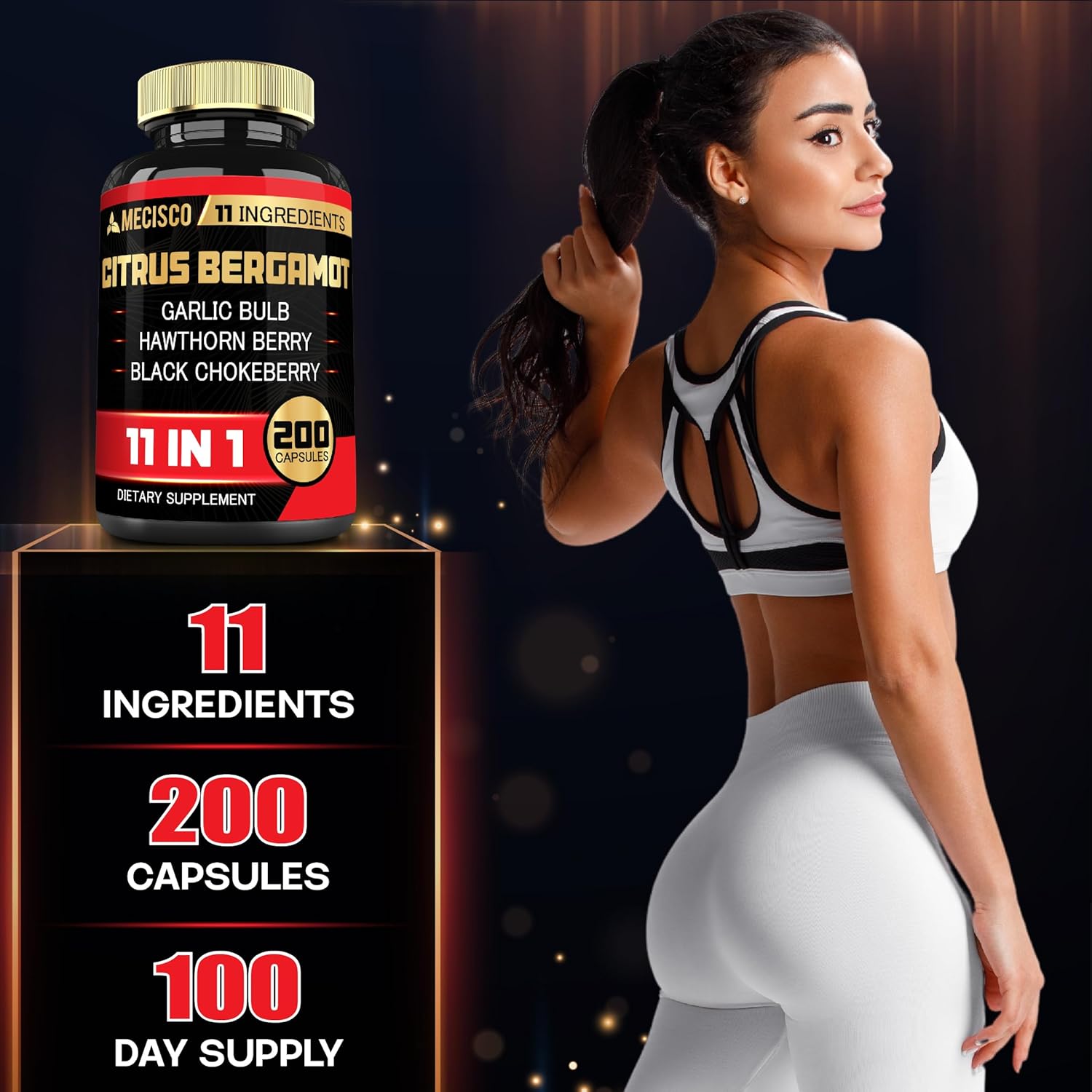 Mecisco 11In1 Citrus Bergamot Supplement 1000Mg With Olive Leaf, Hawthorn Berry, Guggul, Garlic, And More - Support Immunity, Circulatory System & Overall Health - 200 Capsules : Health & Household