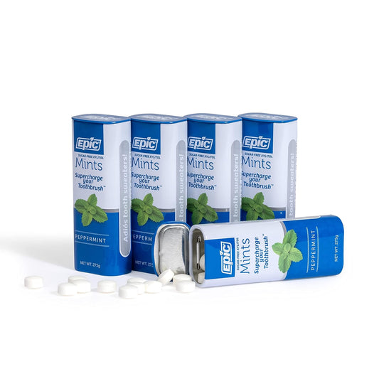 Epic Dental 100% Xylitol Sweetened Mints, Peppermint, 60 Count (Pack Of 5)