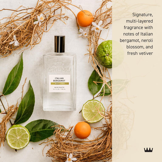 Cremo Cologne For Men - Italian Bergamot Spray Cologne For Men, A Combination Of Italian Bergamot, Neroli Blossom, And Fresh Vetiver, 3.4 Fl Oz