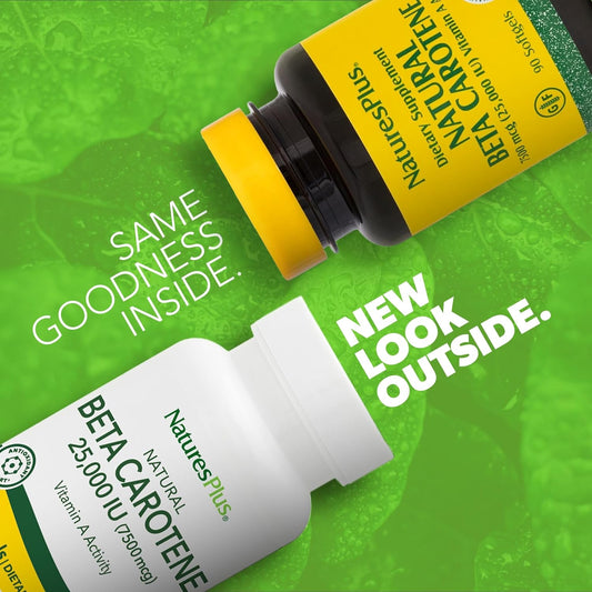 Naturesplus Natural Beta Carotene - 25,000 Iu Vitamin A & Vitamin E, 90 Softgels - Eye Supplement, Antioxidant, Aids In Free Radical & Natural Cellular Defense - Gluten-Free - 90 Servings