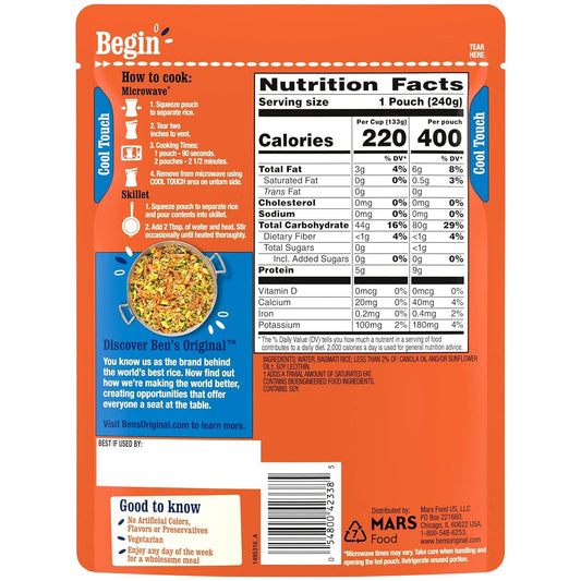 Ben'S Original Ready Rice Basmati Rice, Easy Side Dish, 8.5 Oz Pouch (Pack Of 6)
