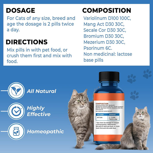 Bestlife4Pets Demodectic Mange And Scabies Relief For Cats - Ear Mites & Itch Relief Supplements For Cat Itching Relief - Restores Healthy Feline Coat And Skin - Easy To Use Natural Pills
