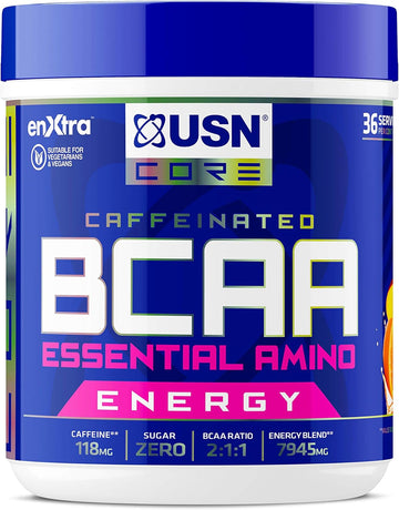 Usn Bcaa Power Punch Energy, Eaa'S With Caffeine, Intra Workout Mango Orange, 36 Servings 400 G