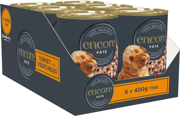 Encore Natural And Complete Wet Dog Food, Turkey With Vegetables 400 G Pate Tins (Pack Of 6)