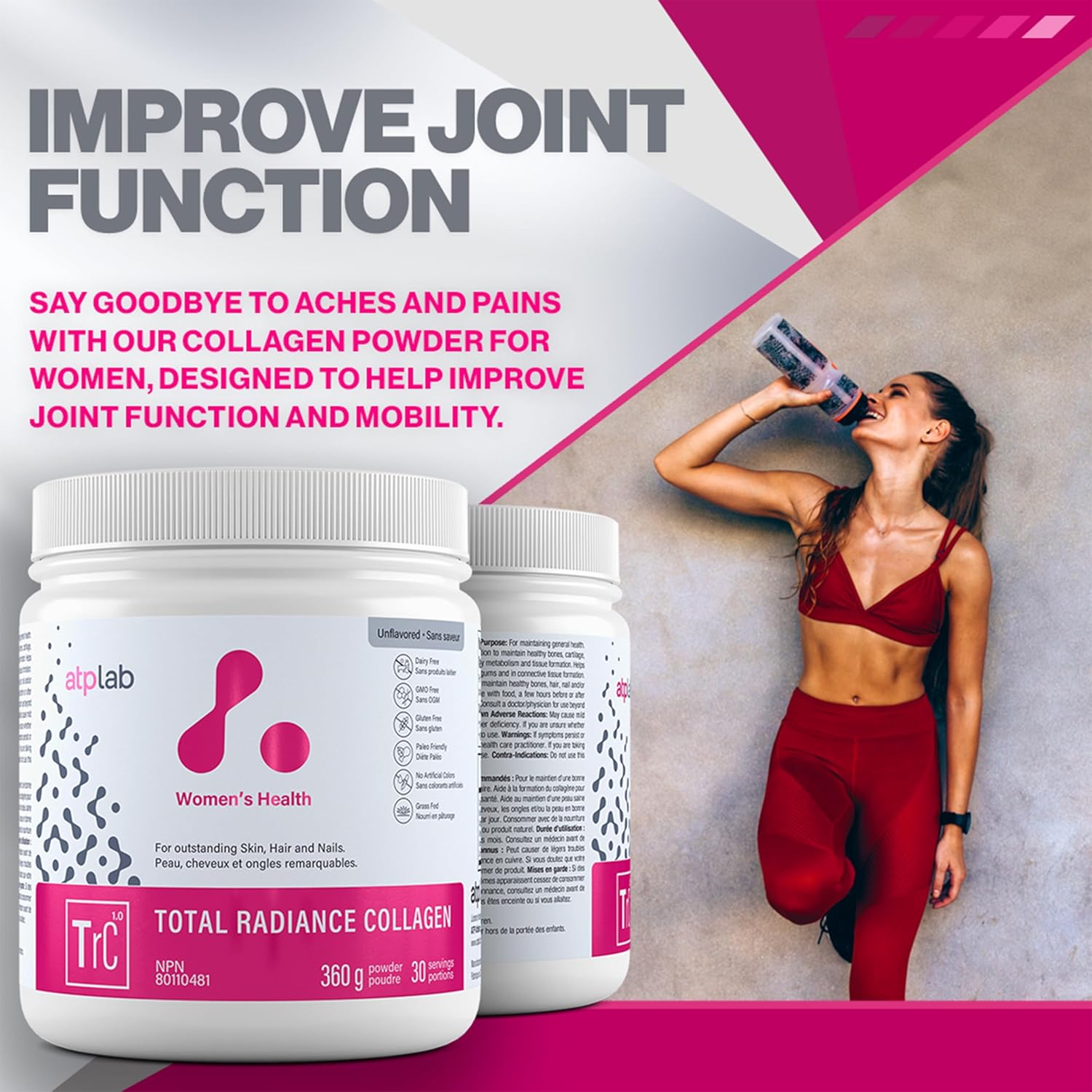 Atp Lab Total Radiance Collagen - Peach Mango Flavor, 360G - Collagen Peptides Powder For Women - Hydrolyzed Collagen Protein Supplement With Biotin : Health & Household