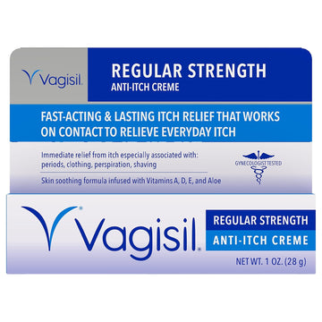 Vagisil Regular Strength Anti-Itch Feminine Cream For Women, Gynecologist Tested, Hypoallergenic, Fast-Acting And Long-Lasting Itch Relief, Vaginal Moisturizer Soothes And Cools, 1 Oz