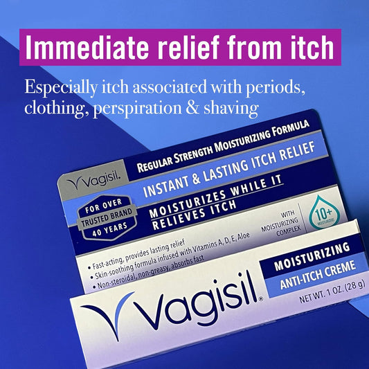 Vagisil Regular Strength Anti-Itch Feminine Cream For Women, Gynecologist Tested, Hypoallergenic, Fast-Acting And Long-Lasting Itch Relief, Vaginal Moisturizer Soothes And Cools, 1 Oz