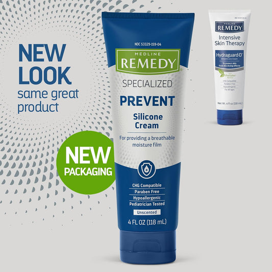 Medline Remedy Specialized Silicone Cream, Unscented (4 Fl Oz), 12 Count, Gentle Breathable Film For All Ages, Paraben-Free And Hypoallergenic Skin Care Cream, Barrier Cream For Dry Cracked Skin