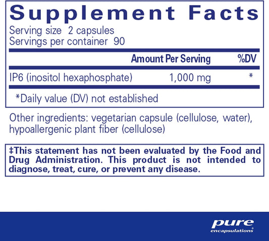 Pure Encapsulations Ip6 (Inositol Hexaphosphate) | Hypoallergenic Antioxidant Support For Breast, Colon And Liver Cell Health | 180 Capsules