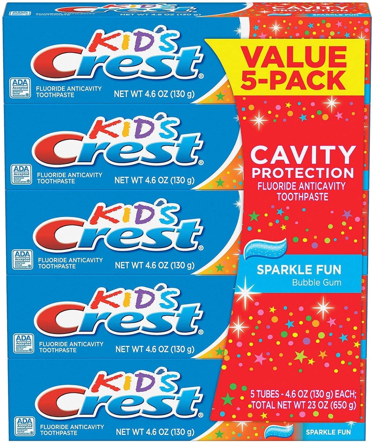 Crest Kid'S Toothpaste, Sparkle Fun (4.6 Oz, 5 Pk.) : Health & Household