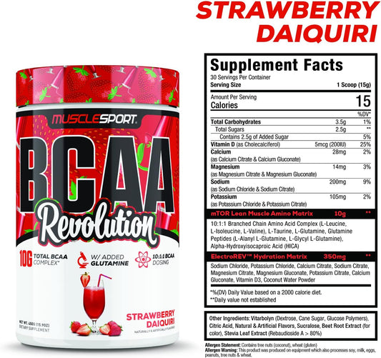 Musclesport Bcaa Revolution Amino Acid Powder Supplement For Men & Women - Intra Workout Training Complex - Recovery Supplement (Juicy Melons, 30 Servings)