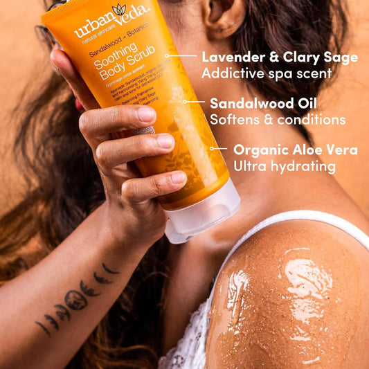 Urban Veda Soothing Body Scrub | Exfoliating Body Scrub For Sensitive Skin| Vitamin E, Walnut & Pumice Body Exfoliator Scrub | Soothing & Calming | Dead Skin Remover | Exfoliating Body Wash | 200 Ml