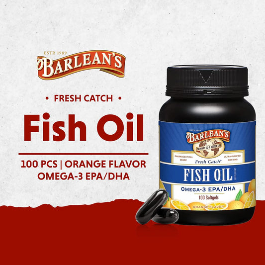 Barlean'S Omega 3 Fish Oil Supplements, Supplement Softgels For Men And Women, 600Mg Epa And Dha Fatty Acids, Orange Flavored, 100 Count