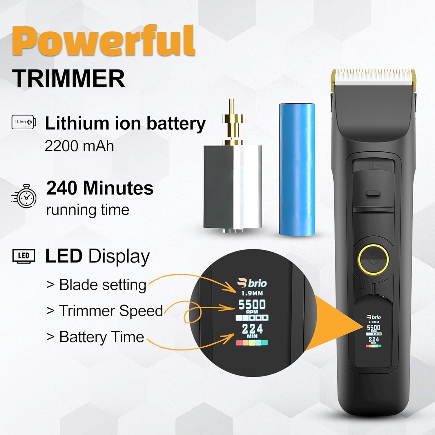 Brio Beardscape V2 Beard Trimmer For Men Professional With Low Friction Ceramic Blade, Cordless Professional Hair Trimmer For Barbers With 4 Hrs Of Long Battery Timing, Ideal For Beard & Body (Gray) : Beauty & Personal Care