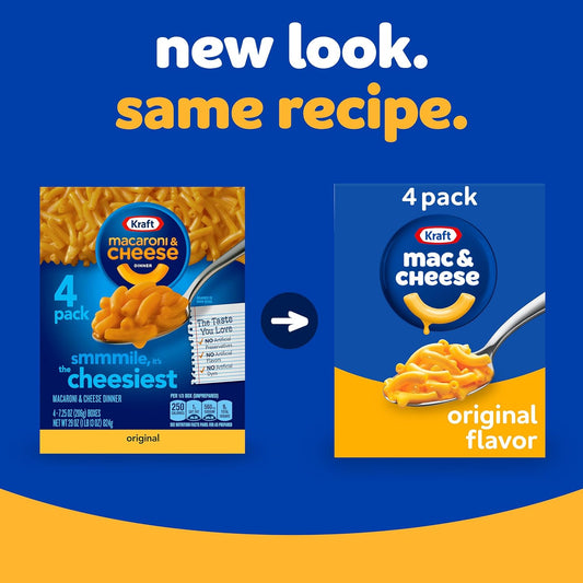 Kraft Original Macaroni & Cheese Dinner (4 Ct Pack, 7.25 Oz Boxes)