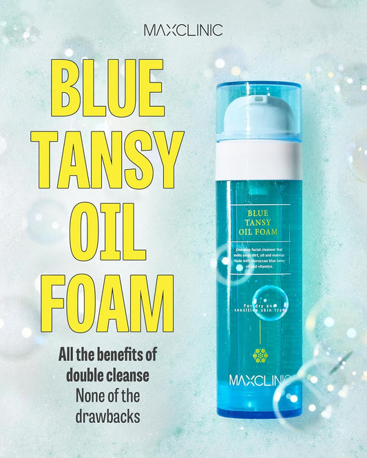 K-Beauty Blue Tansy Cleansing Oil To Foam | Daily Face Wash Oil Based Cleanser To Foam | Korean Oil Foaming Face Cleanser | Hydrating Facial Cleanser For Dry Sensitive Skin (3.88 Oz)